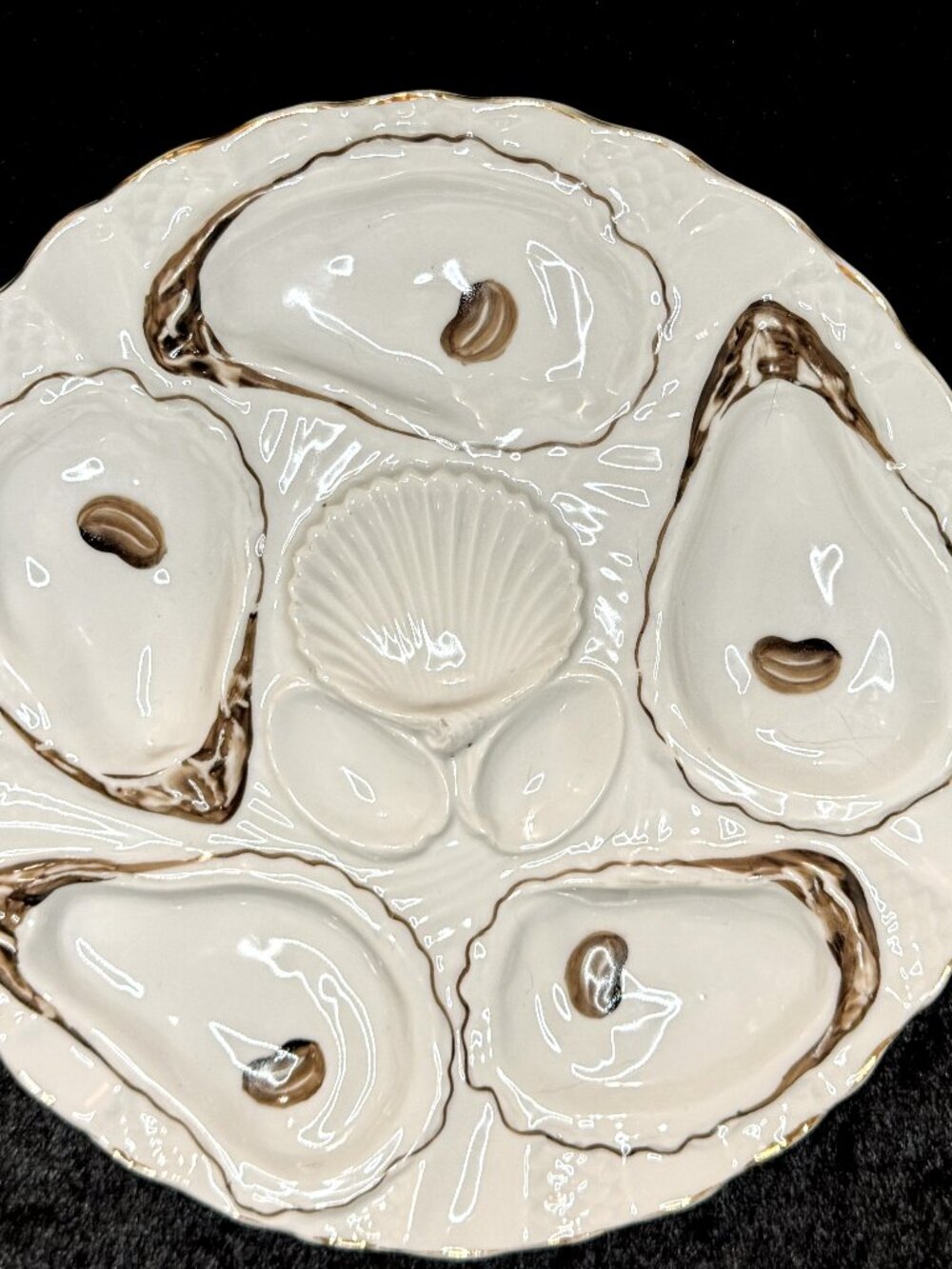Antique German Oyster Plate “Registrirt” Marked Numbered 0162 5 A930